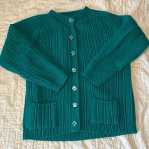 Vintage 1970s emerald green College Point oversize cardigan - Made in the USA